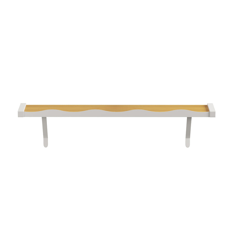 White & Natural — Loby Wavy radiator shelf, front view showing the full waved profile