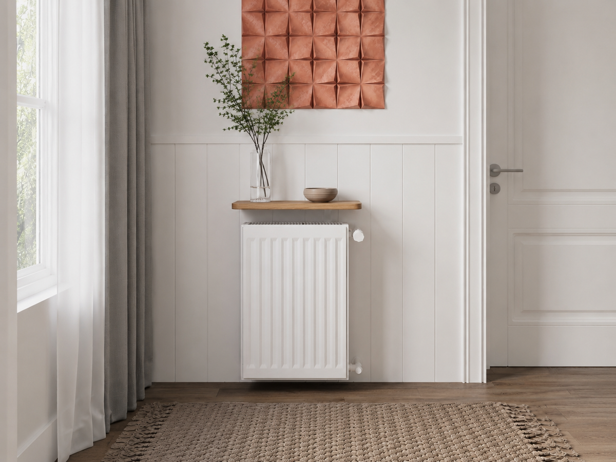 40cm radiator shelf shown above a standard radiator