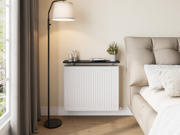 Loby radiator shelf in a calm bedroom