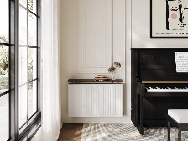 Loby radiator shelf in a modern living room