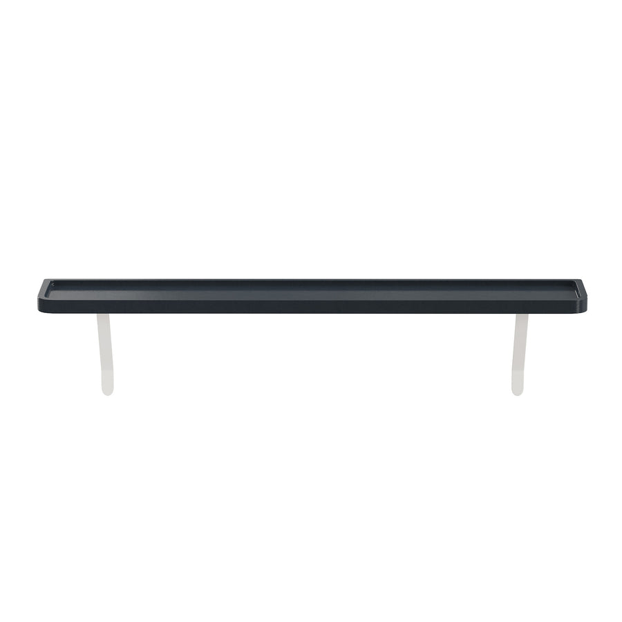 Black — Loby Curve radiator shelf in black, shown on a plain background