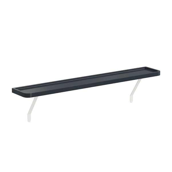 Black — Loby Curve radiator shelf in black, shown on a plain background