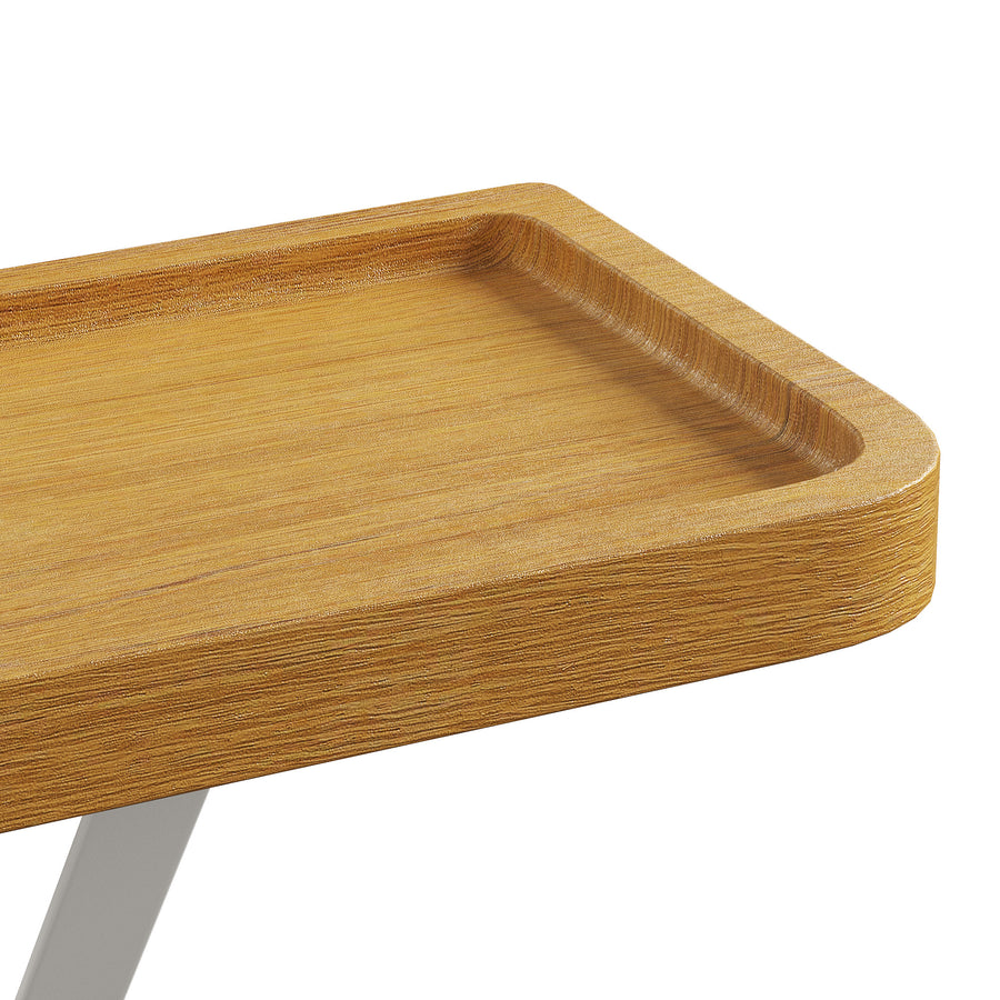 Natural — Loby Curve radiator shelf in natural, shown on a plain background